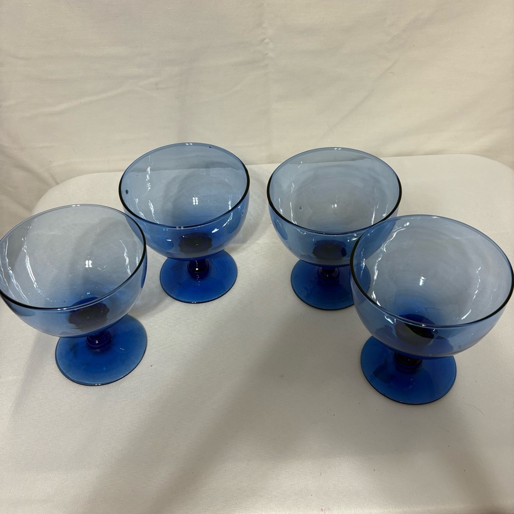 vintage cobalt blue dessert glasses, parfait, sundae, or sherbet cups. - Picture 3 of 6